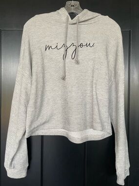 Light Gray Hooded Pullover with Script Logo